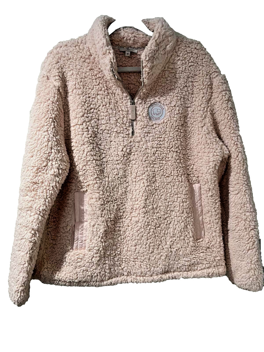 Ivory Ella Quarter Zip Sherpa Pullover Sepia Rose Pink sweater Size M A001355